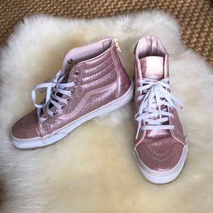 Girls Vans pink sparkle SK8 high top kids size 4